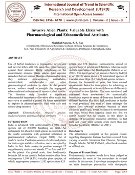 International Research Invasive Alien Plants Pharmacological and Ethn
