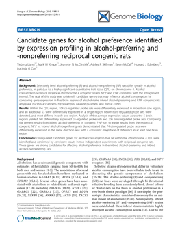 Candidate Genes for Alcohol Preference Identified by Expression