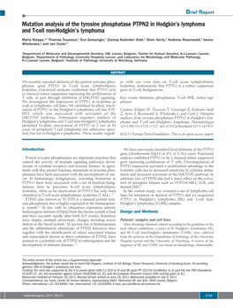 Mutation Analysis of the Tyrosine Phosphatase PTPN2 in Hodgkin's