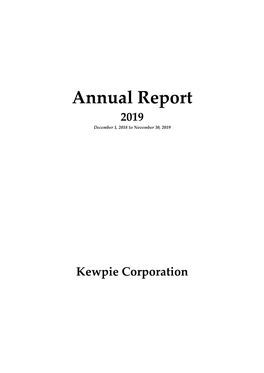 Annual Report 2019 December 1, 2018 to November 30, 2019