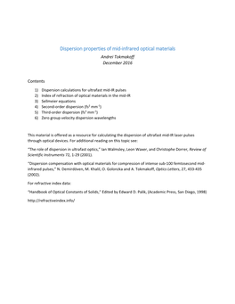 Dispersion of Infrared Optical Materials