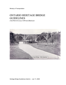 Ontario Heritage Bridge Guidelines for Provincially Owned Bridges