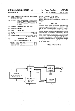 United States Patent (19) 11 Patent Number: 5,029,213 Kachikian Et Al