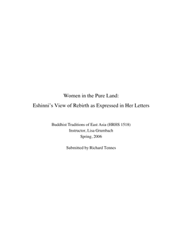 Women in the Pure Land: Eshinni's View of Rebirth As Expressed In