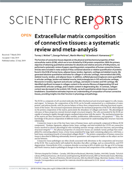 Extracellular Matrix Composition of Connective Tissues: a Systematic Review and Meta-Analysis Received: 7 March 2018 Turney J