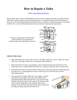 How to Repair a Toilet