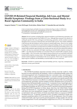 COVID-19-Related Financial Hardship, Job Loss, and Mental Health Symptoms: Findings from a Cross-Sectional Study in a Rural Agrarian Community in India