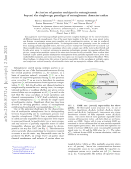 Arxiv:2106.01372V1 [Quant-Ph] 2 Jun 2021 to Some Partition of the Parties Into Two Or More Groups, Arable Are GME