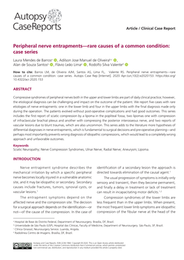 Peripheral Nerve Entrapments—Rare Causes of a Common Condition: Case Series