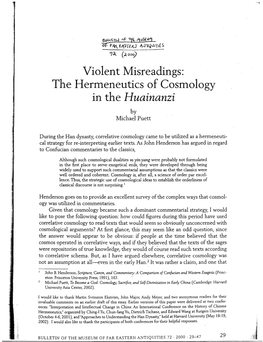 Violent Misreadings: the Hermeneutics of Cosmology in the Huainanzi by Michael Puett