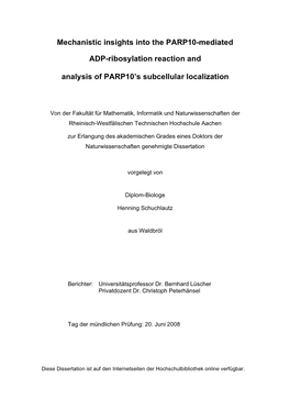 Mechanistic Insights Into the PARP10-Mediated ADP