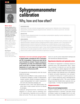 Sphygmomanometer Calibration Why, How and How Often?