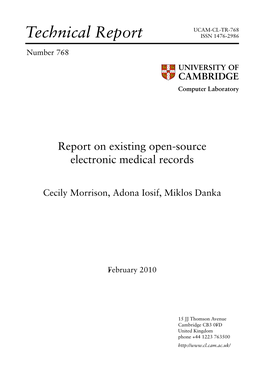 Report on Existing Open-Source Electronic Medical Records