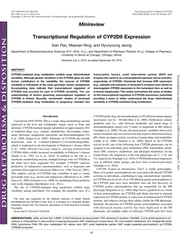 Transcriptional Regulation of CYP2D6 Expression