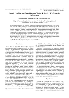 Impurity Profiling and Quantification of Sudan III Dyes by HPLC-Selective UV Detection†