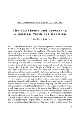 The Blackhouse and Røykstova; a Common North Sea Tradition