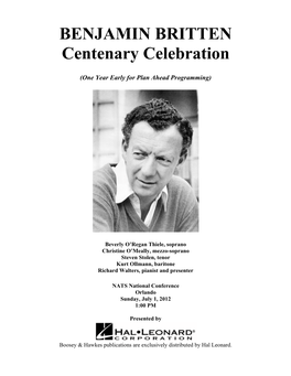 BENJAMIN BRITTEN Centenary Celebration