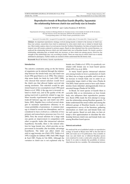 Reproductive Trends of Brazilian Lizards (Reptilia, Squamata): the Relationship Between Clutch Size and Body Size in Females