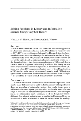 Solving Problems in Library and Information Science Using Fuzzy Set Theory