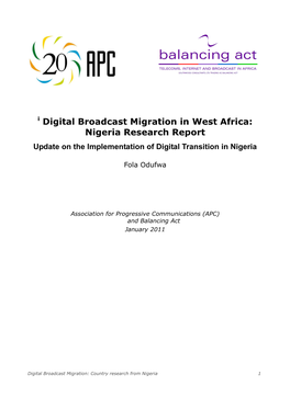 Update on the Implementation of Digital Transition in Nigeria