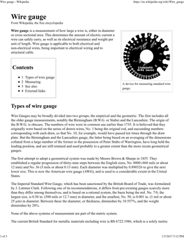 Wire Gauge Is a Measurement of How Large a Wire Is, Either in Diameter Or Cross Sectional Area