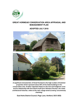Great Hormead Conservation Area Appraisal and Management Plan