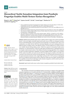 Hierarchical Tactile Sensation Integration from Prosthetic Fingertips Enables Multi-Texture Surface Recognition †