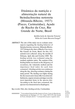 Steindachnerina Notonota Maria Christina Marques (Miranda-Ribeiro, 1937) Nogueira (Pisces, Curimatidae), Açude Castanõn De Riacho Da Cruz, Rio Grande Do Norte, Brasil