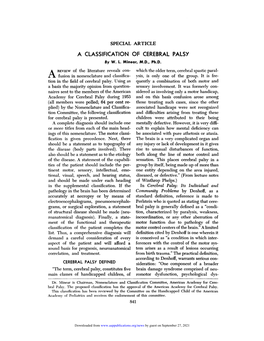 A CLASSIFICATION of CEREBRAL PALSY by W