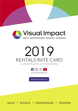 RENTALS RATE CARD All Prices Excluding Vat