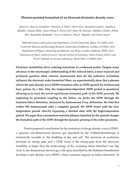 Phonon-Assisted Formation of an Itinerant Electronic Density Wave