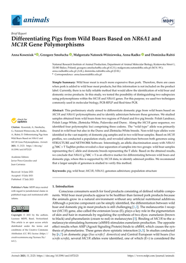 Differentiating Pigs from Wild Boars Based on NR6A1 and MC1R Gene Polymorphisms