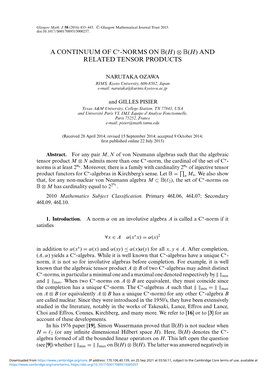 A Continuum of C -Norms on (H) ⊗ ( H) and Related