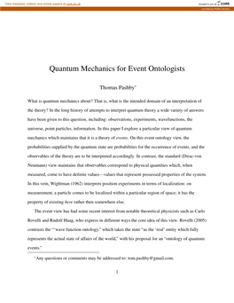 Quantum Mechanics for Event Ontologists