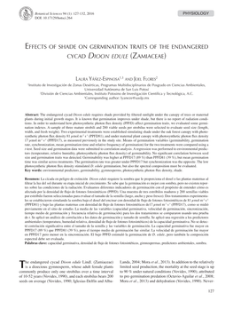 Effects of Shade on Germination Traits of the Endangered Cycad Dioon Edule (Zamiaceae)