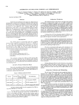 Antiproton Accumulator Complex (Aac) Performance