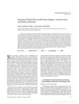 Imaging of High-Risk Carotid Artery Plaques: Current Status and Future Directions