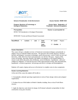 RENR 7100 Introduction to Ecological Restoration RENR 8201 Terrain