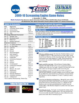 2009-10 Screaming Eagles Game Notes