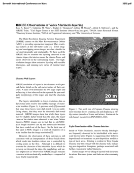 Hirise Observations of Valles Marineris Layering Ross A