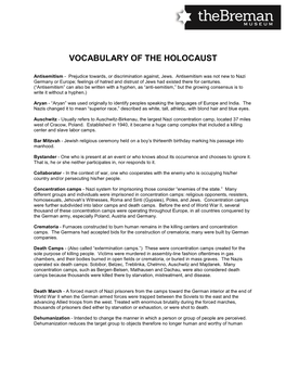 Vocabulary of the Holocaust