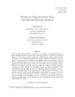 Bounds on Supersymmetry from Electroweak Precision Analysis