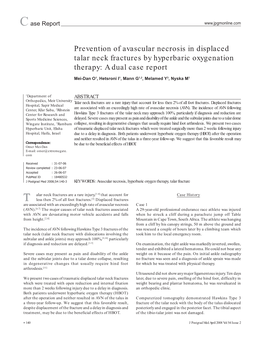 Prevention of Avascular Necrosis in Displaced Talar Neck Fractures by Hyperbaric Oxygenation Therapy: a Dual Case Report