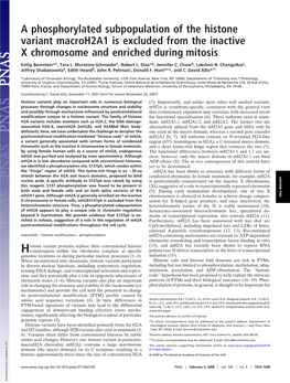 A Phosphorylated Subpopulation of the Histone Variant Macroh2a1 Is Excluded from the Inactive X Chromosome and Enriched During Mitosis