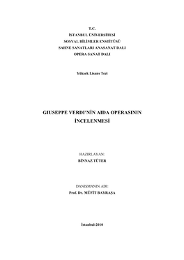 Giuseppe Verdi'nin Aida Operasinin Incelenmesi