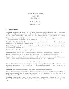 Set Theory Handout