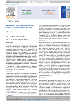 Meningiomas After Cyproterone Acetate Exposure: Case Reports In