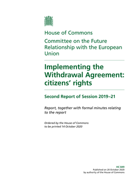 Implementing the Withdrawal Agreement: Citizens' Rights