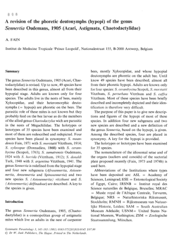 A Revision of the Phoretic Deutonymphs (Hypopi) of the Genus Sennertia Oudemans, 1905 (Acari, Astigmata, Chaetodactylidae)