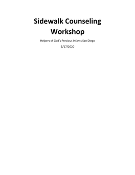 Sidewalk Counseling Workshop